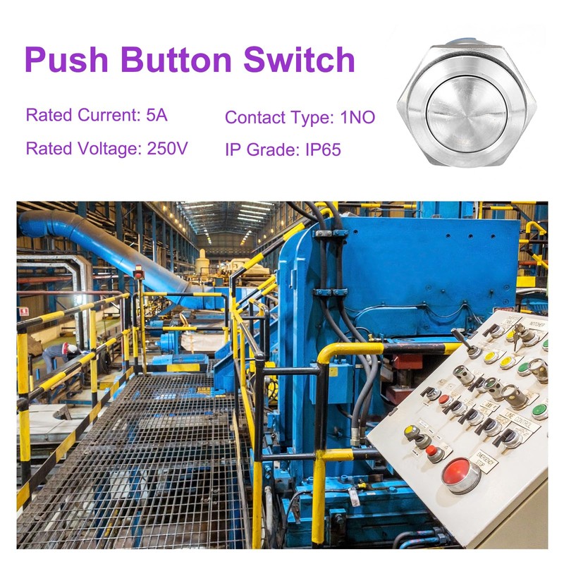 DMiotech 19mm / 3/4" Stainless Steel Momentary Push Button Switch