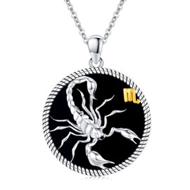 Twoowl Scorpio Necklace 925 Sterling Silver Constellation Pendant Necklace Zodiac Sign Necklace Scorpio Birthday Jewelry Gifts for Women Men