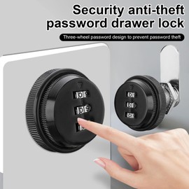 Mikqky Pack of 2 3-Digit Combination Lock, Drawer Combination Lock, Zinc Alloy, Mailbox Lock, Combination Lock Password, Drawer Code Lock, Password Drawer Lock, 20 mm Locker Lock (Black)