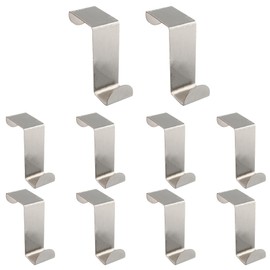 bociloy 10PCS Over The Door Hooks, Z-Shaped Dual Head Hanging Hook Fits The 3/4" and 1-1/2" Door Widths, Reversible Stainless Steel Door Hooks, Silver