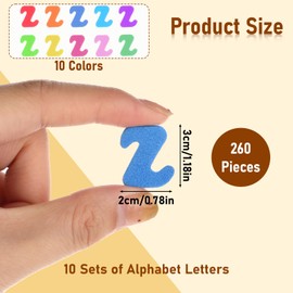 Molain 260Pcs Letter Stickers Foam Letter Stickers, Assorted Colors Self Adhesive A-Z Alphabet Stickers Craft Supplies Stickers for DIY Crafts Scrapbooking Kids School Project Party Decorations