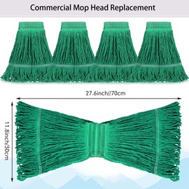 10 PCS 27.6 Inch Commercial Mop Head Refills – Heavy Duty Cotton Replacements for Industrial and Residential Floor Cleaning (Green)