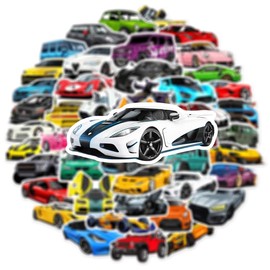 50 Pack Stickers for JDM Racing Car Water Bottle|Cool Sports Car Vinyl Waterproof Sticker for Laptop Skateboard Guitar Bike Phone Car Decals Gifts for Kids Teens Adults for Party Favors Supplies Decor