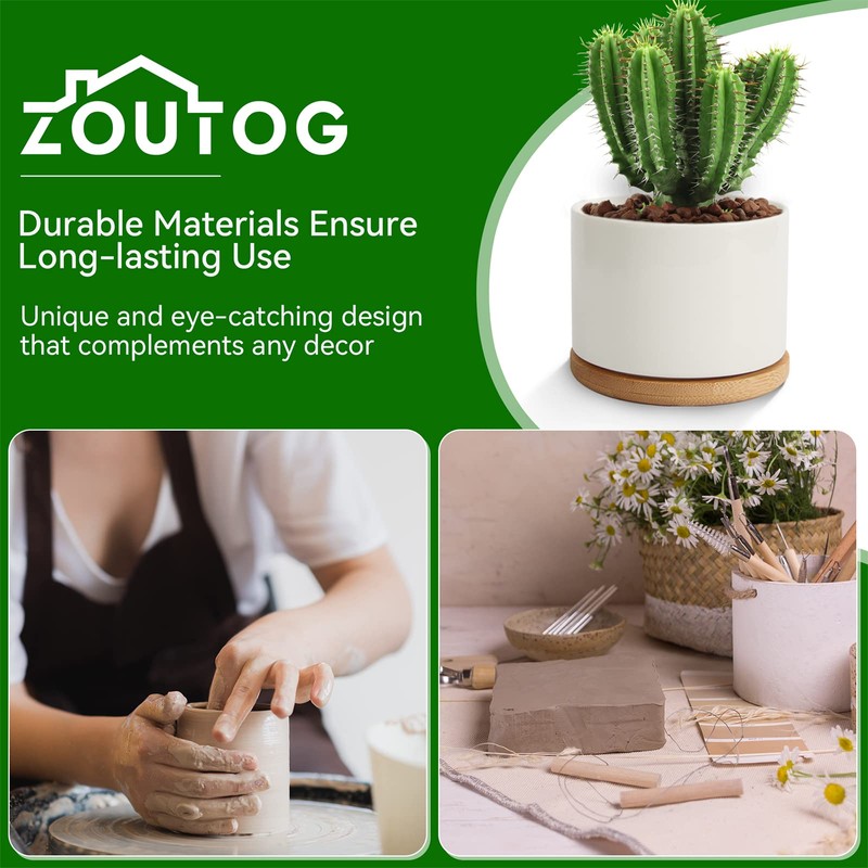 ZOUTOG Succulent Pots 3.15 Inch,4 Pack Succulent Planters,Small Pots for