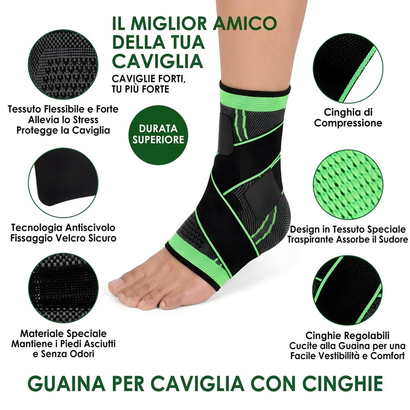 Cavigliera Sportiva a Compressione Graduata con Fasce Elastiche Regolabili –