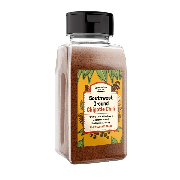 Southwest Ground Chipotle Chili By Unpretentious Baker, Tex-Mex Blend, Use for Dry Rubs & Marinades, Rich Full Flavor (2 Cup)