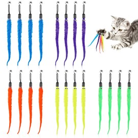 Bangbobi 20 Set Interactive Cat Toys with Bells - Refills for Cat Fishing: Cat Worm Replacement Toys, Kitten Sticks, Perfect Baby Cat Accessories for Indoor Training