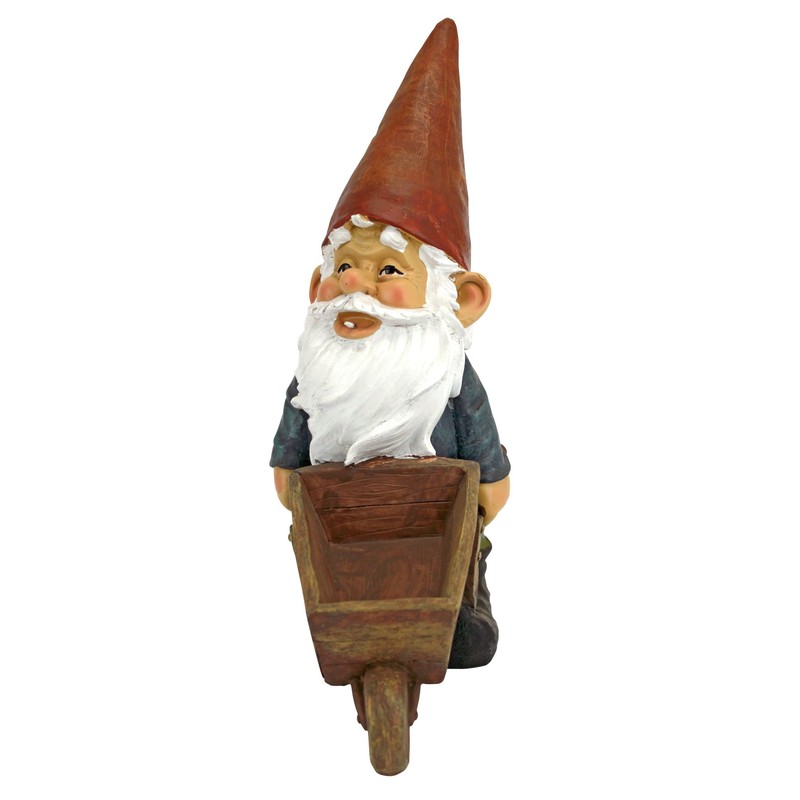 Design Toscano QM2433000 Wheelbarrow Willie Garden Gnome Statue Bird Feeder,