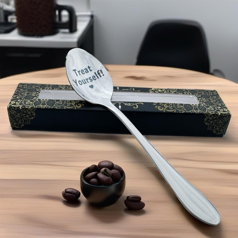 Engraved Silver-Plated Teaspoon with 'Treat Yourself' Message, 15cm, Gift Box