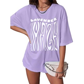 Lavender Shirt Women y2k Shirt Swift Fan Gift Top Oversized Tshirt Midnight T-Shirt Music Lovers T Shirt Concert Graphic Tee (Purple, S)