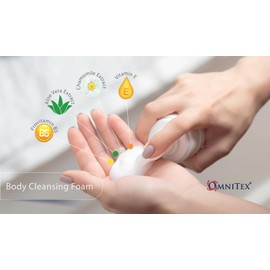 100x Omnitex Patient Cleansing Dry Wipes + 200ml Rinse Free Body Cleansing Foam | XL Soft Durable High Absorbency Dry Wipes | No Rinse Body Wash with Herbal Oils & Vitamins | No Water required