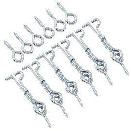 Unlorspy 6Pcs 2 inch Safety Hook and Eye Latch Spring Wire Gate Hook for Secure Fastening