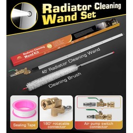 FREEYOU 40" Upgraded Radiator Cleaning Wand With 25° Fan Nozzles,Water and Air Dual-Use 4500 PSI Pressure Washer Tool Set for Car,Truck and Other Vehicles.