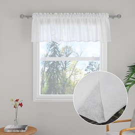 White Sheer Valance 15 inches Long Living Room Curtain Toppers Voile Valence for Windows Kitchen Bedroom Bathroom Short Small Mini Curtain Sheer Rod Pocket 1 Panel 52"x15"