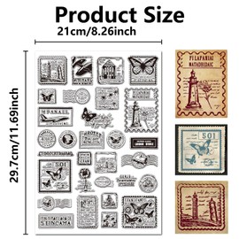 CRASPIRE Vintage Postmark Clear Rubber Stamp 11.7x8.3 inch Postage Background Big Size Transparent Silicone Seals Stamp for Journaling Card Making DIY Scrapbooking Handmade Photo Album Notebook Decor