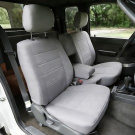 EDIETH Premium Knitted Front 60/40 Split Seat Covers for Toyota Tacoma 1995 1996 1997 1998 1999 2000 Protective & Stylish with Headrests and Console Cover Easy to Clean - Light Gray