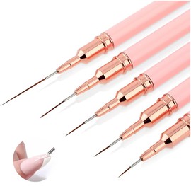 WeddHuis 5 Pieces Thin Nail Design Brush Nail Liner Brush Set Fineliner Nail Art Brush Detail Manicure Brush Thin Nail Brush Set for Striped Lines Gel Painting (7/9/11/15/25 mm)