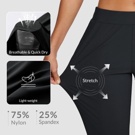 baleaf Womens Travel Pants Petite Stretch with Zipper Pockets Golf Ankle Dress Work Business Casual Slacks Black L