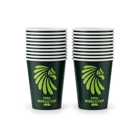 Vasos Desechables Mundial Fútbol 2026 Pack de 2 (20 Piezas) Vasos de Papel 266 ml Decoración Fiesta Futbolera para Eventos, Restaurante y Negocio