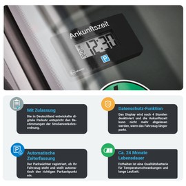 Parkwächter V1 Automatic Parking Disc in accordance with Road Code Digital Parking Disc for Car Electronic Parking Meter Black 105x60x13mm