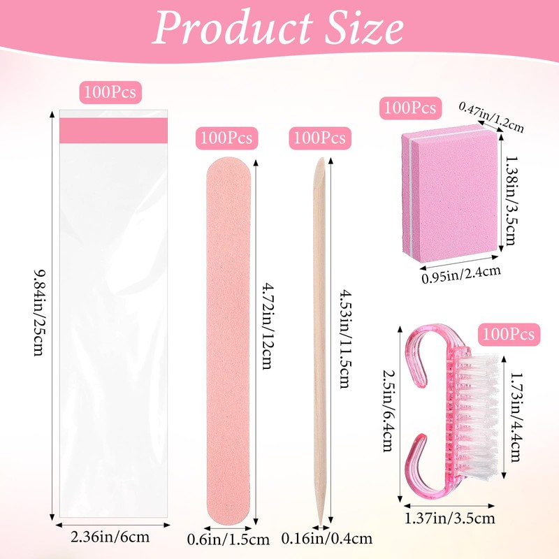 100 Sets Disposable Manicure Kit Basics 4 Piece Nail Kit