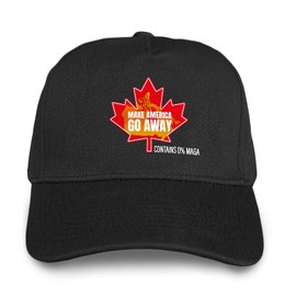 Make America Go Away Hat, Maple Canada Day Adjustable Cotton Baseball Cap for Women Men Outdoor Cap Unisex (CA/US, Alpha, One Size, Black)