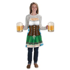 Party Central Pack of 6 Black and Green German Oktoberfest Women Adult Aprons Costume Accessory - One Size