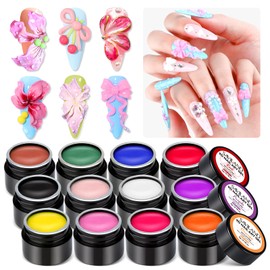 SAVILAND SSPro X 3D Nail Gel Kit 12 Colors: Easily Sculpt 3D Patterns Sculpting Gel for Nail Art Long Lasting 3D Gel with Sculpture Pen High Pigmentation for 3D Nail Art 3 Dimensional Nails Challenge