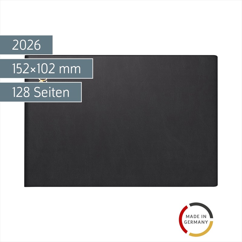 rido/idé Taschenkalender Mod. Septimus 2026 | A6 quer, Kunststoff, schwarz