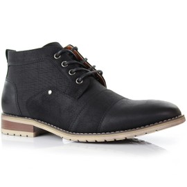 Ferro Aldo Men's Blaine Cap Toe Chukka Boots | Lace-Up Ankle Dress Boot with Side Zipper | MFA806035 | in Black, Size 12