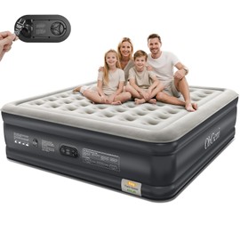 OhGeni King Air Mattress Family Choice Award with Built-in Pump,18'' Comfortable Blow Up Colchones Inflables Mattress for Home,Guests, Portable Air Bed for Adults, Airbed Supports Up to 700 lbs,Black