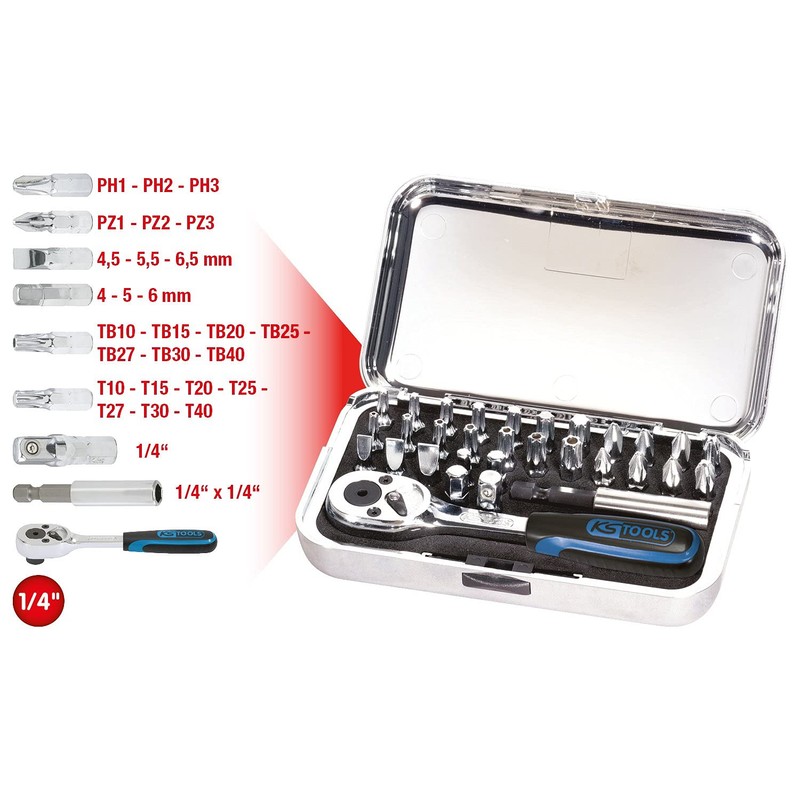 KS Tools 918.45 Chrome+ Tool Kit Ratchet Spanner (31 Pieces)