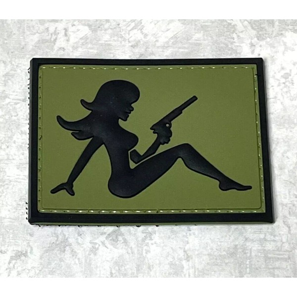 Unbranded Girl with Pistol Tactical Rubber PVC Patch, Girl Gun