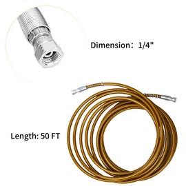 50FT High Pressure Airless Paint Hose, Reinforced Braided Airless Spray Hose, 8500 PSI Universal Paint Sprayer Hose 1/4"(50FT)