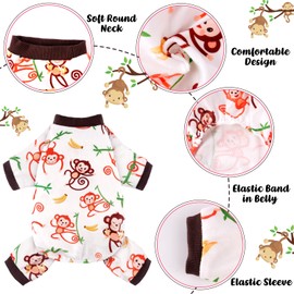 4 Pack Dog Pajamas Soft Lightweight Dog Recovery Suit Onesie Clothes for Small Medium Female Pet Boys Girls Dogs (XL (Back: 13",Chest: 18.9", 12-18lbs), Dinosaur,Farm,Monkey,Avocado)