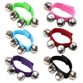 Boguish 12 Pcs Jingle Bells, Wrist Bells, Percussion Instruments Musical Rhythm Band with 4 Silver Bells for Party Christmas, MultiColor