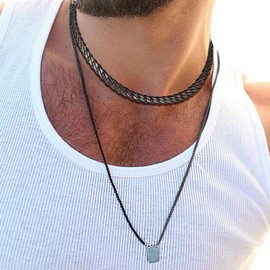 Cadena a Chain 20inch Chains Black Jewelry Stainless Steel Necklace Mens Cuban Link Necklace