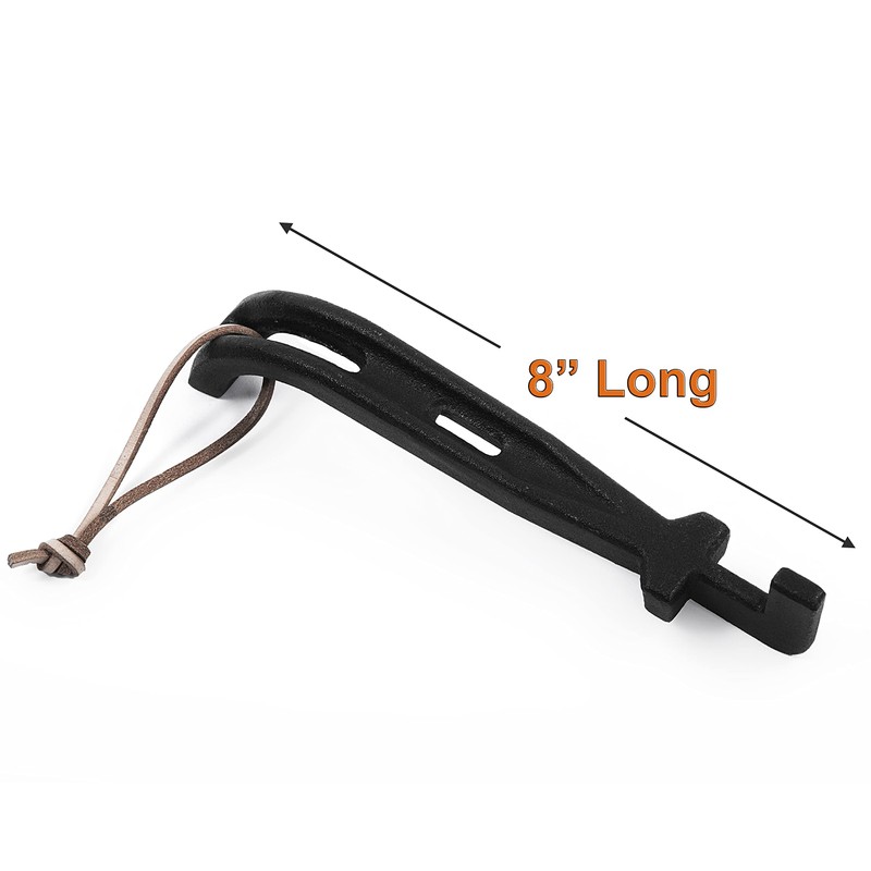 DELSbbq Cast Iron Barbecue Universal Grill Grid Lifter, 8 inch