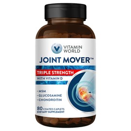 Vitamin World Triple Strength Joint Mover with Vitamin D Glucosamine Chondroitin MSM 80 Caplets, Promotes Healthy Joints, Promotes Comfort and Flexibility, Coated, Gluten Free