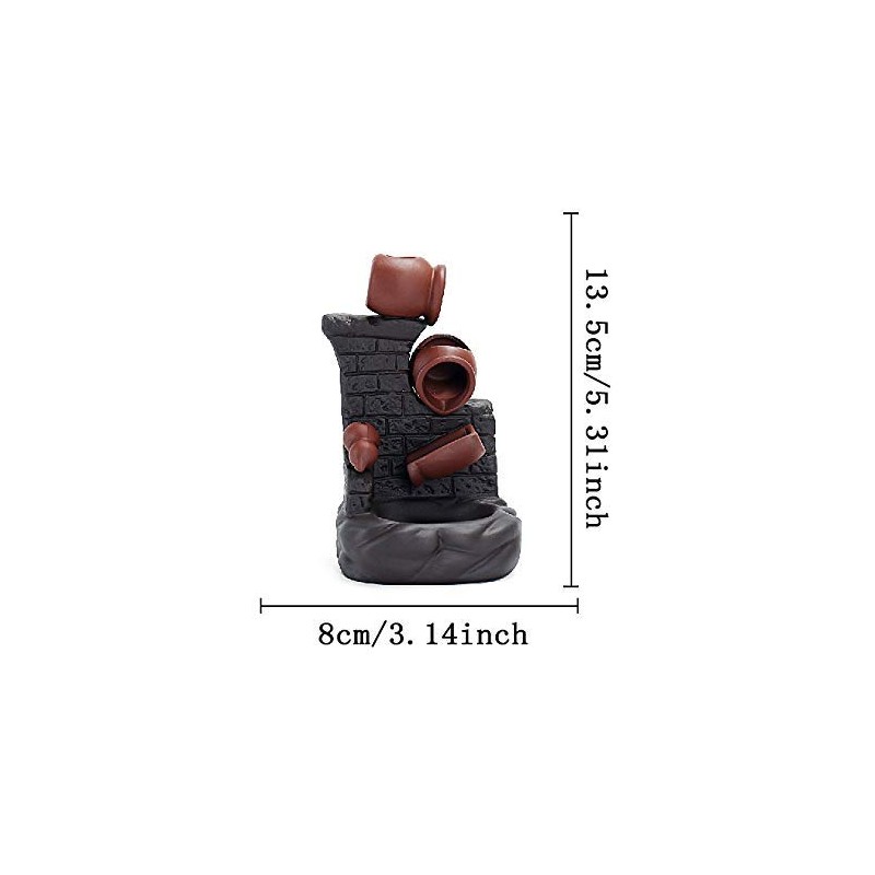 Ceramic Gourd Backflow Incense Burner Set, Waterfall Design with 20