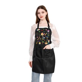 PLITI Artist Apron With Pockets Art Teacher Appreciation Gifts Art School Graduation Gift i Love Art Painter Art Lover Gift (i love art APU)