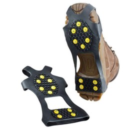 YUANCOX Ice Snow Grippers Anti Slip Grips Crampons Ice Cleats Traction for Boots Shoes,Ice Snow Winter Non-slip Shoes Grips Cover 10-Stud Slip-on Stretch Footwear(X-Large (Shoes Size:W 13-16/M 11-14))