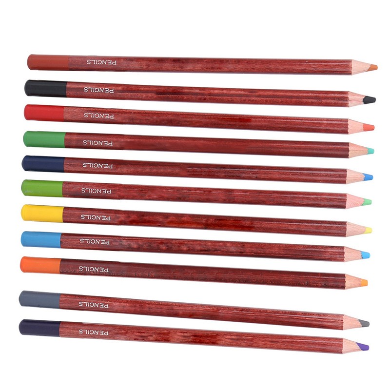 12Pcs Pastel Pencils Wooden Rod Professional Sketching Painting Tool Art