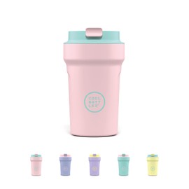Cool Bottles - Paradise Tumbler - Thermobecher aus Edelstahl - 350 ml - Ibiza - Rosa und Cyan - Luftdichter Deckel - Kalte Getränke 10 Stunden und heiße Getränke 5 Stunden - Fleckabweisend
