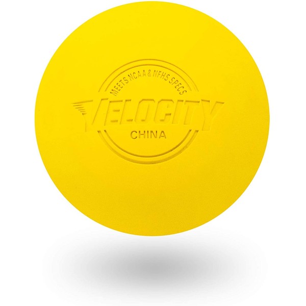 Velocity Massage Lacrosse Ball for Muscle Knots, Myofascial Release, Yoga & Trigger Point Therapy - Firm Rubber Scientifically Designed for Durability and Reliability - Yellow, 2 Balls