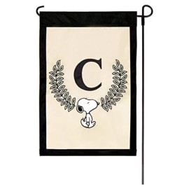 Jetmax Peanuts Snoopy Monogram "C” Applique Garden Flag 12”x 18”