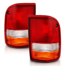 AmeriLite for 1993-1997 Ford Ranger Red Factory OE Style Replacement Taillight Brake Lamp Set - Passenger and Driver Side