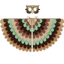 D.Q.Z Bird-Wings-Costume for Kids Dress Up, Felt Feathered Owl Parrot Chicken Animal Role Play Costume, Gift for Girl Boys (Owl 1)