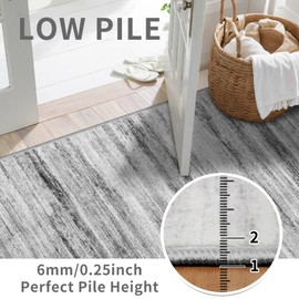 WIEVEDENS 2x3 Small Washable Area Rug: Non-Slip Indoor Door Mat for Entrance Doorway Kitchen Bedroom Living Room - Abstract Farmhouse Throw Rug for Modern Home Decor Grey