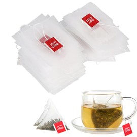 YFFSFDC Tea Bags Drawer Line Tea Pack 100 Disposable Empty Bags for Tea & Coffee Triangle Tea Barley Tea Strainer Filter Bag with String Heel Seal (6.5*8.0cm)
